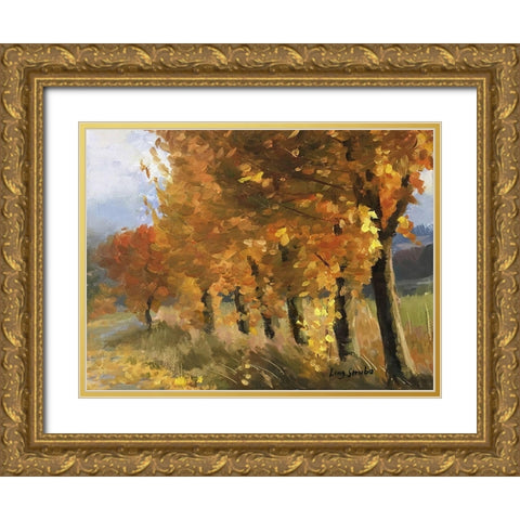 Golden Season Gold Ornate Wood Framed Art Print with Double Matting by Strube, Ling