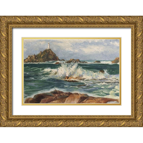 Jersey Island Landscape Gold Ornate Wood Framed Art Print with Double Matting by Strube, Ling