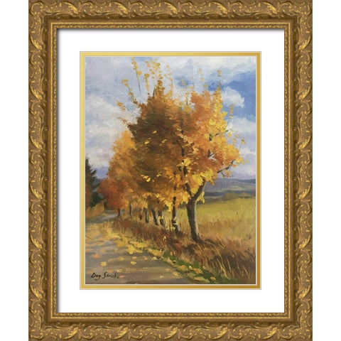 Autumn Tints Gold Ornate Wood Framed Art Print with Double Matting by Strube, Ling