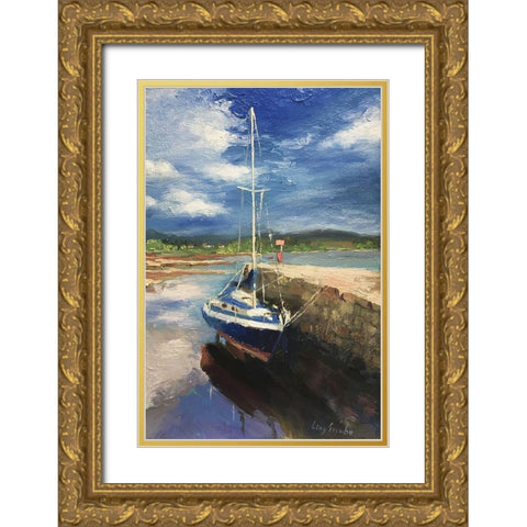 Boat in Scotland Gold Ornate Wood Framed Art Print with Double Matting by Strube, Ling