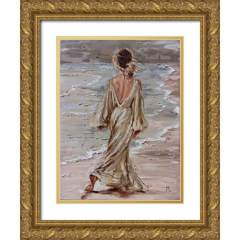 On the Beach Gold Ornate Wood Framed Art Print with Double Matting by Luniak, Monika