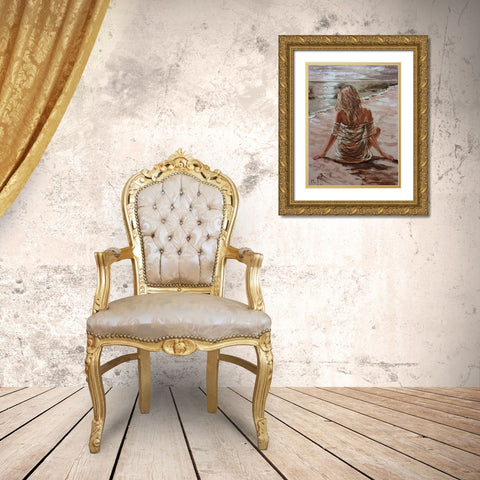 Silence II Gold Ornate Wood Framed Art Print with Double Matting by Luniak, Monika