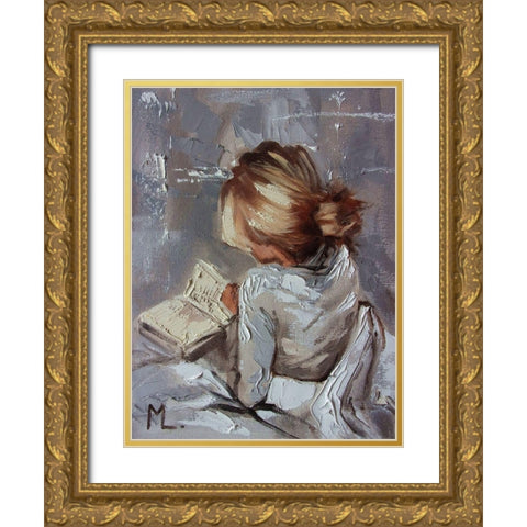 Nice Book Gold Ornate Wood Framed Art Print with Double Matting by Luniak, Monika