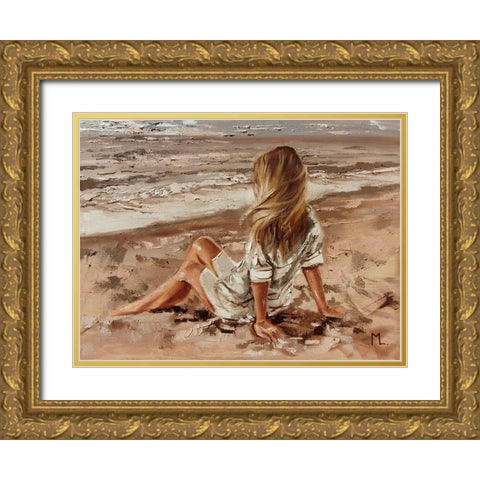 My Place by the Sea Gold Ornate Wood Framed Art Print with Double Matting by Luniak, Monika