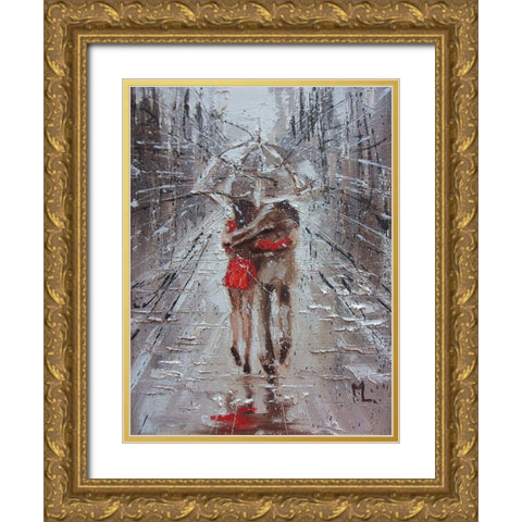 Our Street Gold Ornate Wood Framed Art Print with Double Matting by Luniak, Monika