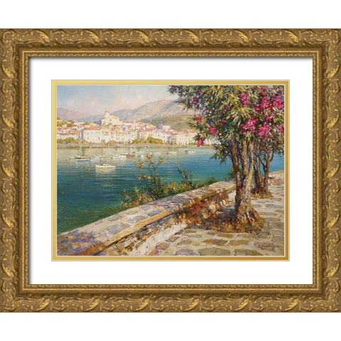 Oleanders in Kadakes Gold Ornate Wood Framed Art Print with Double Matting by Obuchovsky, Yury