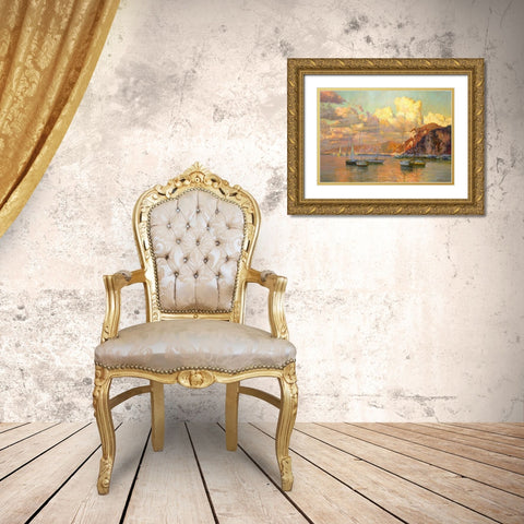 Capri. Clouds over the Sea Gold Ornate Wood Framed Art Print with Double Matting by Obuchovsky, Yury