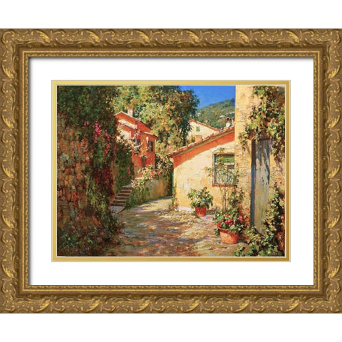 Small street in Portofino Gold Ornate Wood Framed Art Print with Double Matting by Obuchovsky, Yury