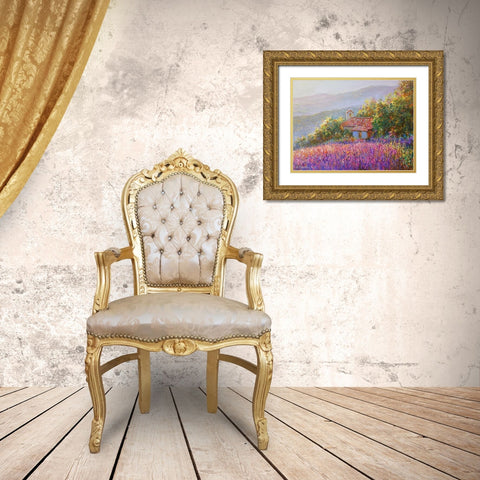 Morning Light in Provence Gold Ornate Wood Framed Art Print with Double Matting by Obuchovsky, Yury