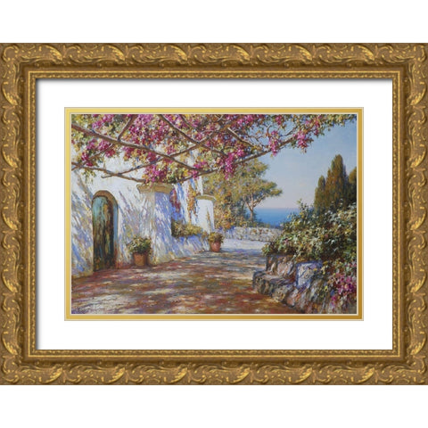 Terrace in Ravello II Gold Ornate Wood Framed Art Print with Double Matting by Obuchovsky, Yury