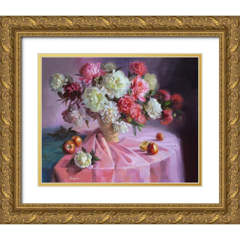 Bouquet of Magic Flowers Gold Ornate Wood Framed Art Print with Double Matting by Rogozina, Svetlana