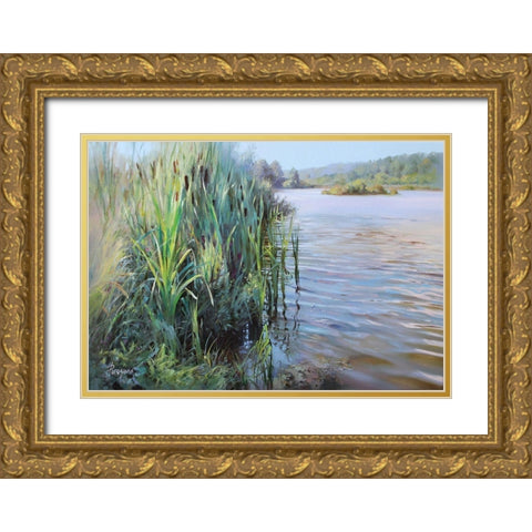 Lake Gold Ornate Wood Framed Art Print with Double Matting by Rogozina, Svetlana