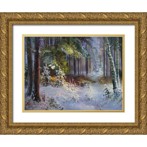 Freshly Fallen Snow Gold Ornate Wood Framed Art Print with Double Matting by Rogozina, Svetlana