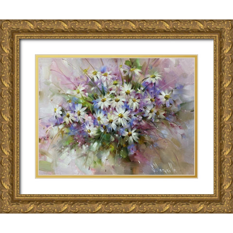Summer Bouquet Gold Ornate Wood Framed Art Print with Double Matting by Singatullin, Marsel