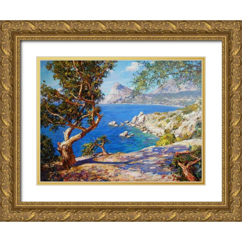 Rocky Coast II Gold Ornate Wood Framed Art Print with Double Matting by Sviridov, Sergei