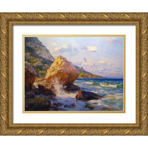 Rocky Coast VI Gold Ornate Wood Framed Art Print with Double Matting by Sviridov, Sergei
