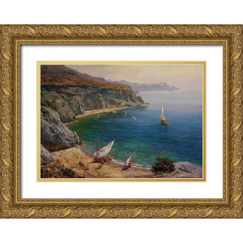 Rocky Coast XVII Gold Ornate Wood Framed Art Print with Double Matting by Sviridov, Sergei