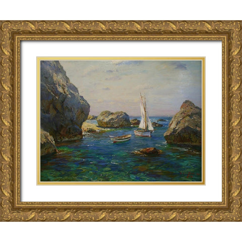 Rocky Coast XX Gold Ornate Wood Framed Art Print with Double Matting by Sviridov, Sergei