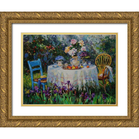 A Table in Garden IX Gold Ornate Wood Framed Art Print with Double Matting by Sviridov, Sergei