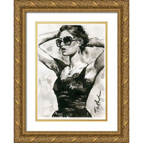 Fashionista Gold Ornate Wood Framed Art Print with Double Matting by Tashe