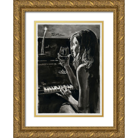 Romanitc Evening with Candles Gold Ornate Wood Framed Art Print with Double Matting by Tashe