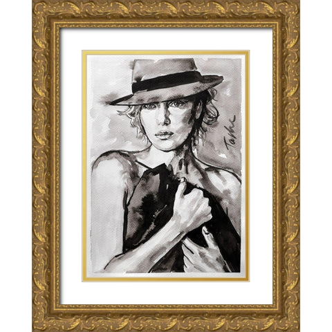 Prettiest Girl Gold Ornate Wood Framed Art Print with Double Matting by Tashe