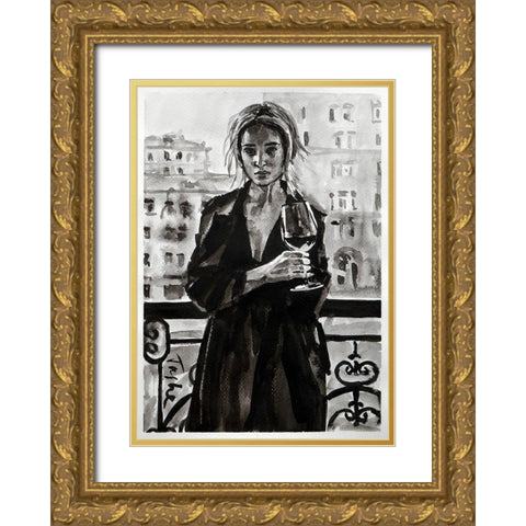 Prague Gold Ornate Wood Framed Art Print with Double Matting by Tashe