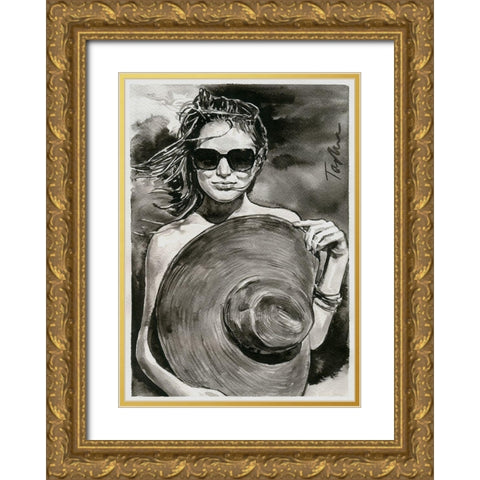 Sunny Mood Gold Ornate Wood Framed Art Print with Double Matting by Tashe