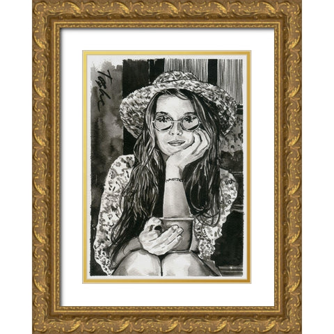 Summer Time Gold Ornate Wood Framed Art Print with Double Matting by Tashe