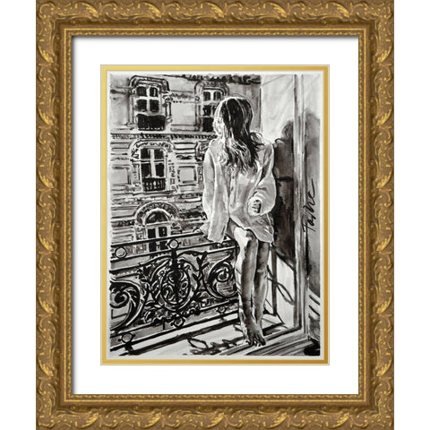 Sunday Morning Gold Ornate Wood Framed Art Print with Double Matting by Tashe