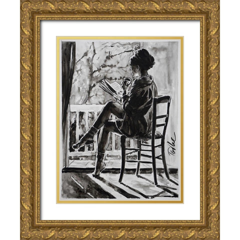 Warm Spring Morning Gold Ornate Wood Framed Art Print with Double Matting by Tashe