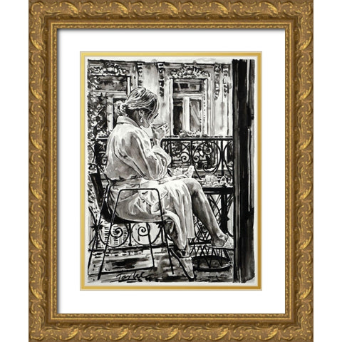 Weekend in Paris Gold Ornate Wood Framed Art Print with Double Matting by Tashe