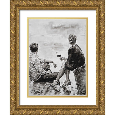 Romantic Evening in Venice Gold Ornate Wood Framed Art Print with Double Matting by Tashe