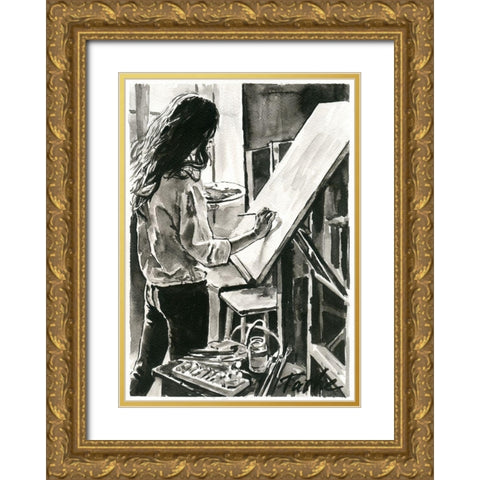 Favourite Color Gold Ornate Wood Framed Art Print with Double Matting by Tashe