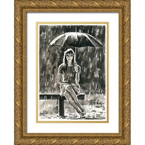 Rainy Days Gold Ornate Wood Framed Art Print with Double Matting by Tashe