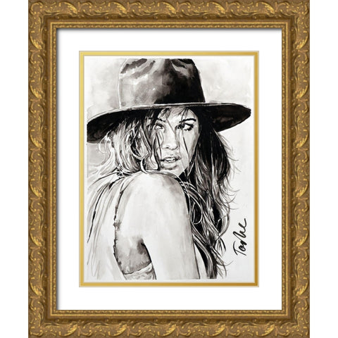 Wild West Gold Ornate Wood Framed Art Print with Double Matting by Tashe