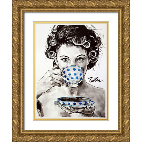 Busy Morning Gold Ornate Wood Framed Art Print with Double Matting by Tashe