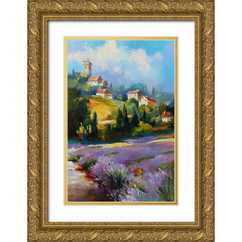 Color Pulses Gold Ornate Wood Framed Art Print with Double Matting by Bond