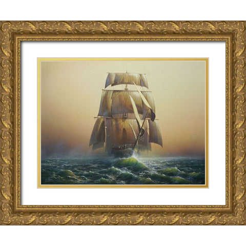 Sail Gold Ornate Wood Framed Art Print with Double Matting by Yushkevich, Viktor