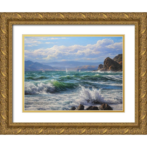 Sea Coast Gold Ornate Wood Framed Art Print with Double Matting by Yushkevich, Viktor