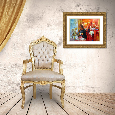 Vienna, Sacher  Gold Ornate Wood Framed Art Print with Double Matting by Zakrynycny, Viktor