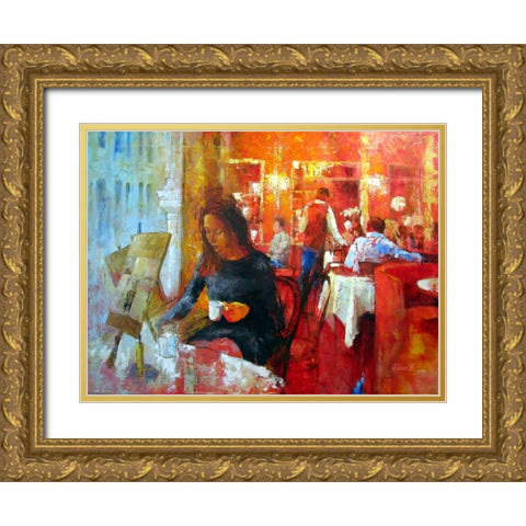 Vienna, Sacher  Gold Ornate Wood Framed Art Print with Double Matting by Zakrynycny, Viktor