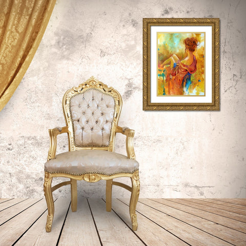Morning Coffee Gold Ornate Wood Framed Art Print with Double Matting by Zakrynycny, Viktor