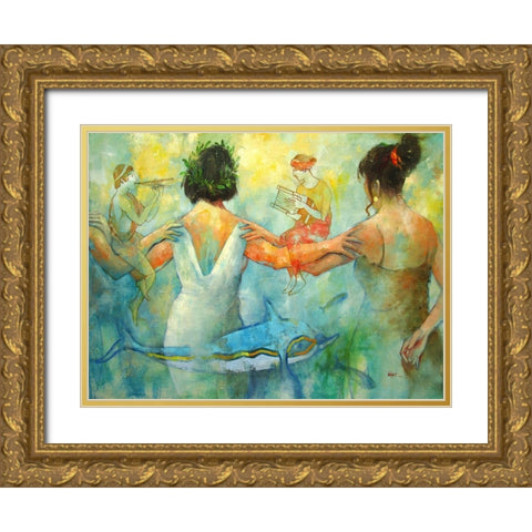 Dreaming during Summer Night Gold Ornate Wood Framed Art Print with Double Matting by Zakrynycny, Viktor