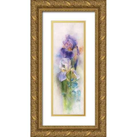 Long Iris Gold Ornate Wood Framed Art Print with Double Matting by Besedina, Anastasiia
