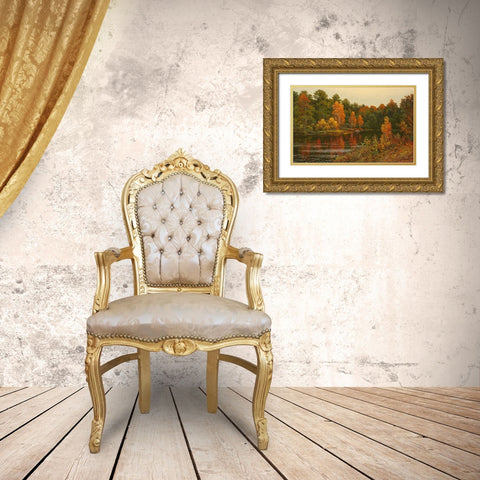 Autumn River Gold Ornate Wood Framed Art Print with Double Matting by Adamov, Alexey