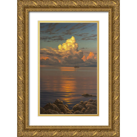 Big white Clouds above the Sea Gold Ornate Wood Framed Art Print with Double Matting by Adamov, Alexey