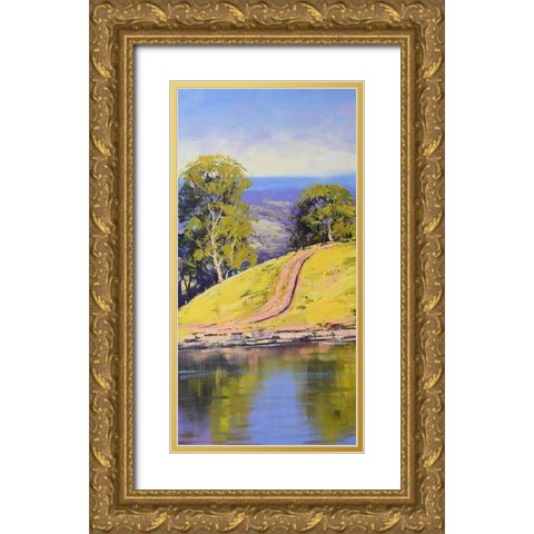 Dam Side Track Gold Ornate Wood Framed Art Print with Double Matting by Gercken, Graham