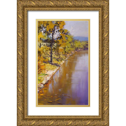 Tumut River Colours Gold Ornate Wood Framed Art Print with Double Matting by Gercken, Graham