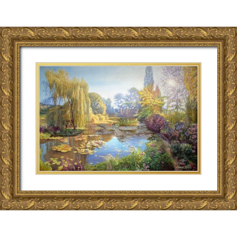 A Garden Monet Style I Gold Ornate Wood Framed Art Print with Double Matting by Kopania, Zbigniew